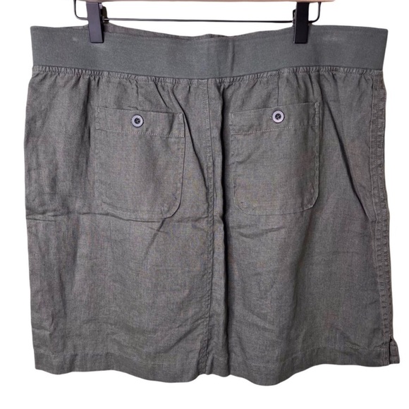 Athleta Seline Linen Skirt Army Green Size 16 Tall Drawstring Waist Pull On - Picture 2 of 7